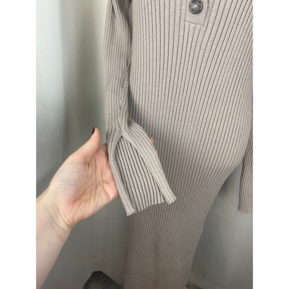 H&M Taupe Ribbed Knit Maxi Sweater Dress – Size XL - Picture 6 of 6